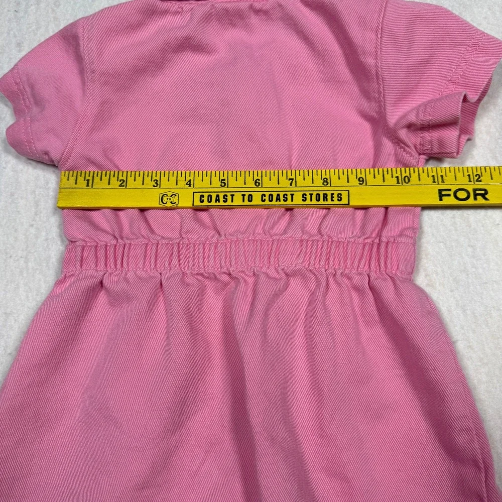 Old Navy Pink Twill Button Front Short Sleeve Dress 18-24 Months